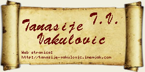 Tanasije Vakulović vizit kartica